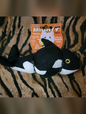 Mighty Whale Plush Dog Toy VIP - Black & White Sz Small